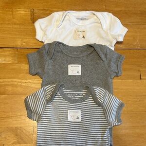 Burt's Bees Baby Gray and Striped Onesie Set